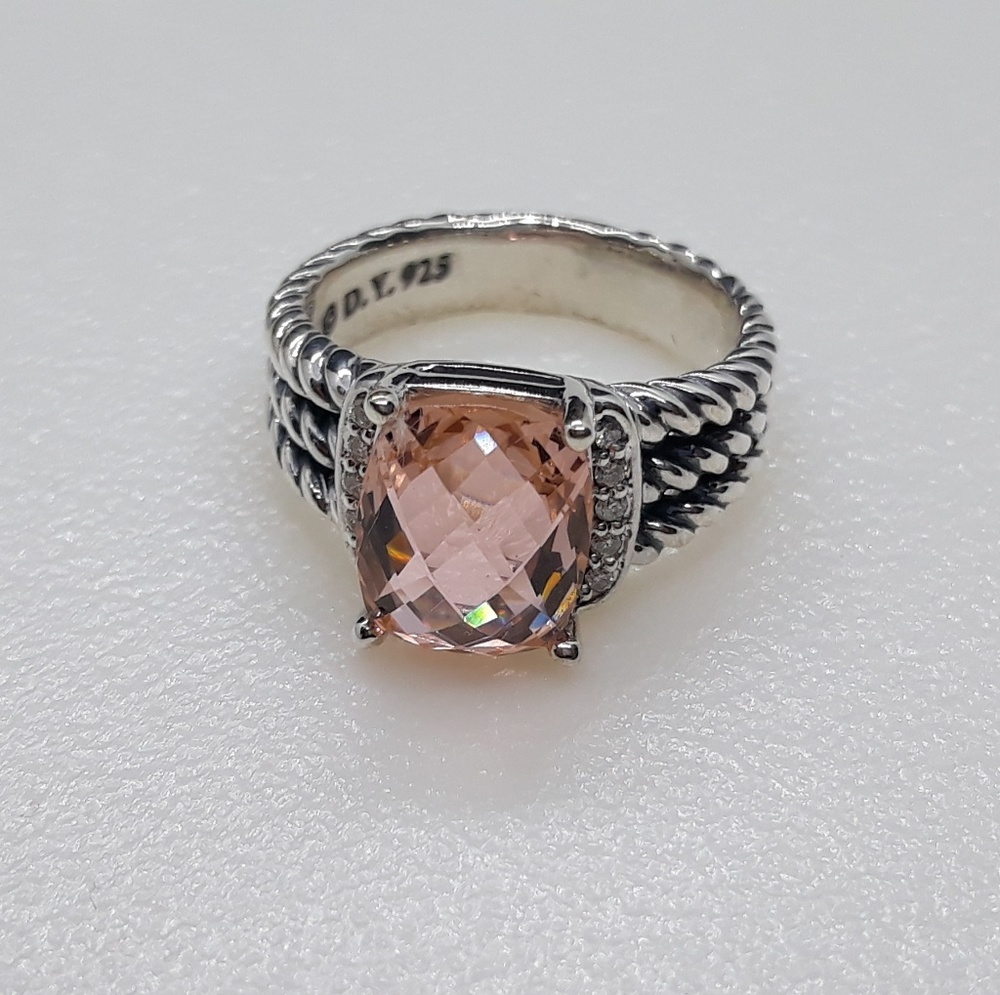David Yurman Ring with Morganite and Diamonds